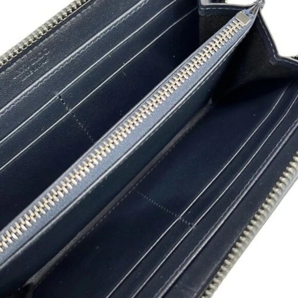 JIMMY CHOO - Navy Leather Long Wallet